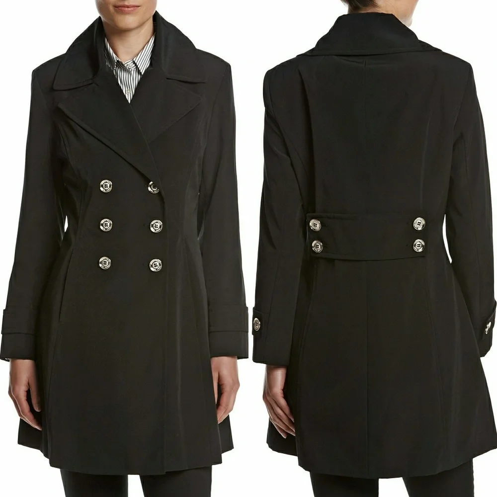 New! IVANKA TRUMP Women's Double Breasted Fit & Flare Black Jacket Size Small